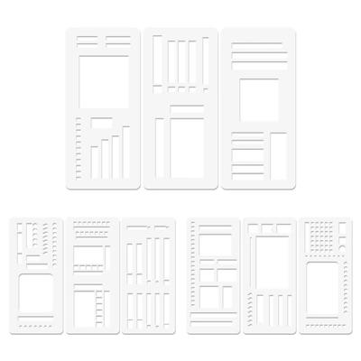 3pcs Dot Grid Design Handmade Flexible Record Template DIY Scrapbook Journal Rectangle Stencils Drafting Tools Stencil Ruler Set