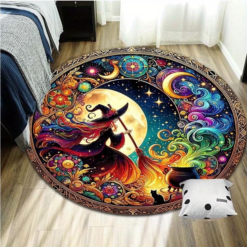 Flannel Enchanting Witches' Brew Round Carpet: Perfect for Home Decoration - Office Chair Pads, Living Room, Bedroom, and More