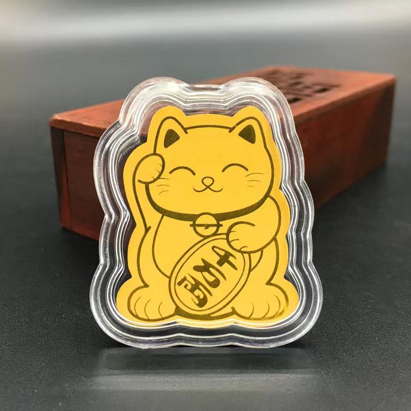 Red Envelope Lucky Cat Amulet Phone Sticker - Gold Leaf Small Gift
