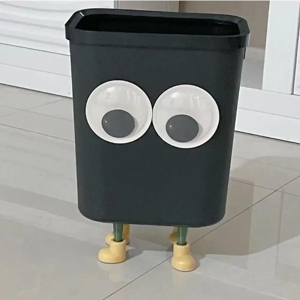 Whimsical Footed Trash Bin with Oversized Eyes - Perfect for Home, Office, or Kitchen!
