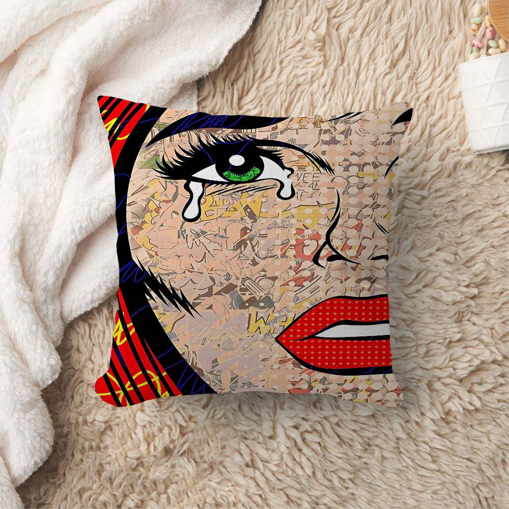 R-Roy L-Lichtenstein Art Stitch Lucky Dragon Pillow Cover Sofa Cushion Cover Home Room Decoration Children Gift