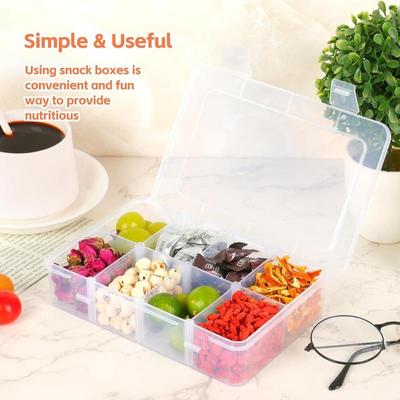 Contenitore Scatola Snack a 8 Scomparti Capacità Scatola Portaoggetti in Plastica con Scomparti Regolabili Coperchio per Snack Trasparente per Alimenti