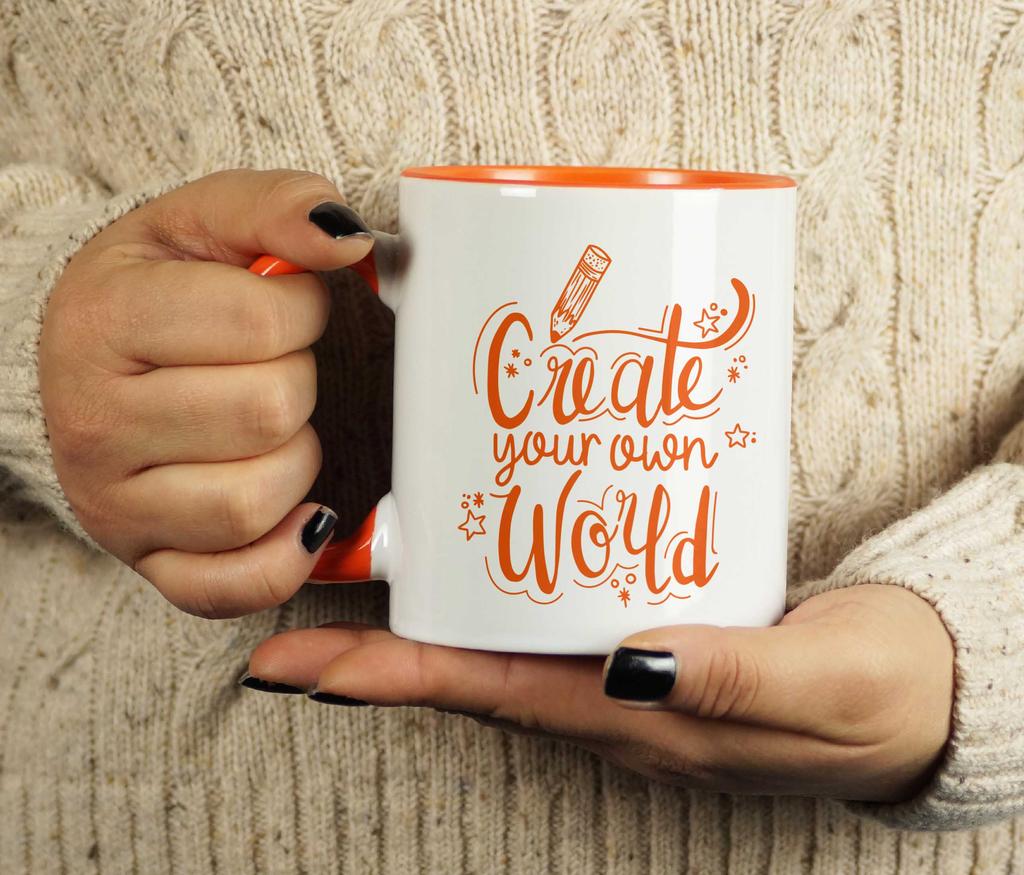 Inkdotpot Create Your Own World  11 Oz  Ceramic Coffee  Mugs Inspirational Quotes Gift For Co-Worker Boss