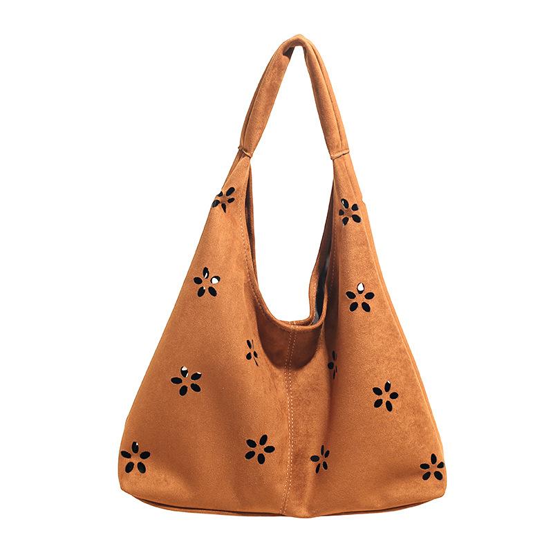 Large Capacity Retro Women's Bag Autumn and Winter Suede Shoulder Bag Texture Commuter Tote Bag