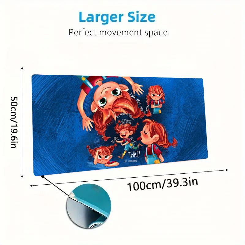 Pippi Longstocking Large Size Mouse Pad Large Gaming Table Cushion Non-slip Laptop Tablet Big Mousepad XXL Mat Mini PC Playmat With Lock edge