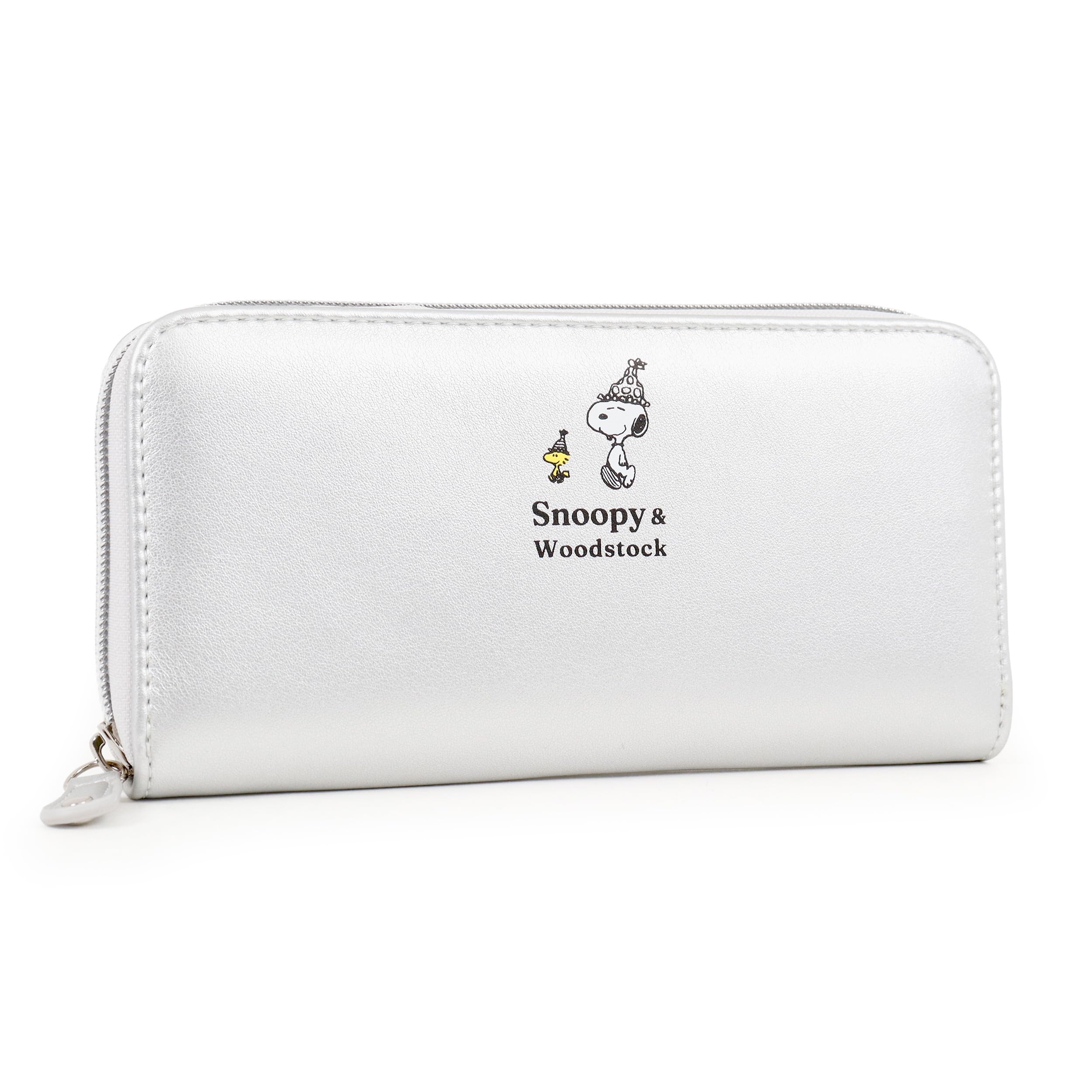 Long Round Zipper Wallet Woodstock Cute [Snoopy] Women s Wallet, Pouch, Character, (Silver)