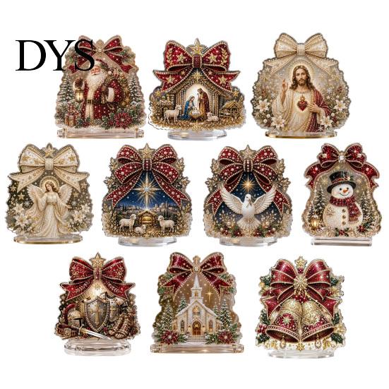 Holiday Table Decorations for Party Christmas Faux Diamond Painting Tabletop Ornaments, Beginner-Friendly DIY Acrylic Rhinestone Art Gift Friends
