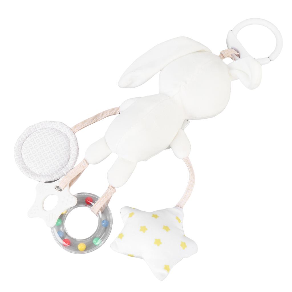 Baby Crib Hanging Rattles Toy Cute Bunny Clip On Plush Hanging Toy with BB Sound for Infant