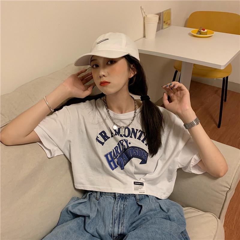 

Cropped Short-Sleeve Jazz Dance Top - High-Waisted T-Shirt for Women XL [suggested 120-140 jin]