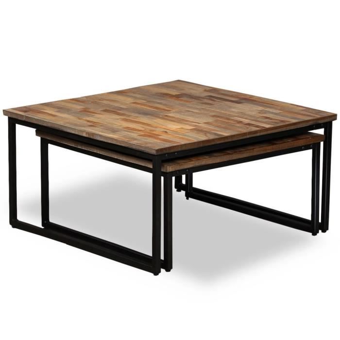 VidaXL Table basse gigogne 2 pcs Teck massif de récupération