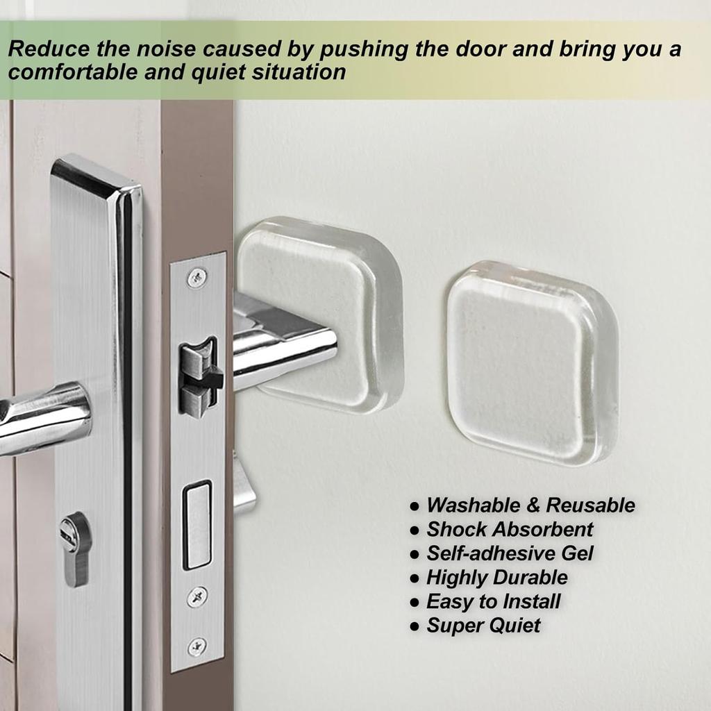 Door Stopper Wall Protector, Wall Shield Bumper Guard from Door Knobs,Sturdy Self Adhesive,Soft and Transparent,Washable Reble Shock Absorbent Gel
