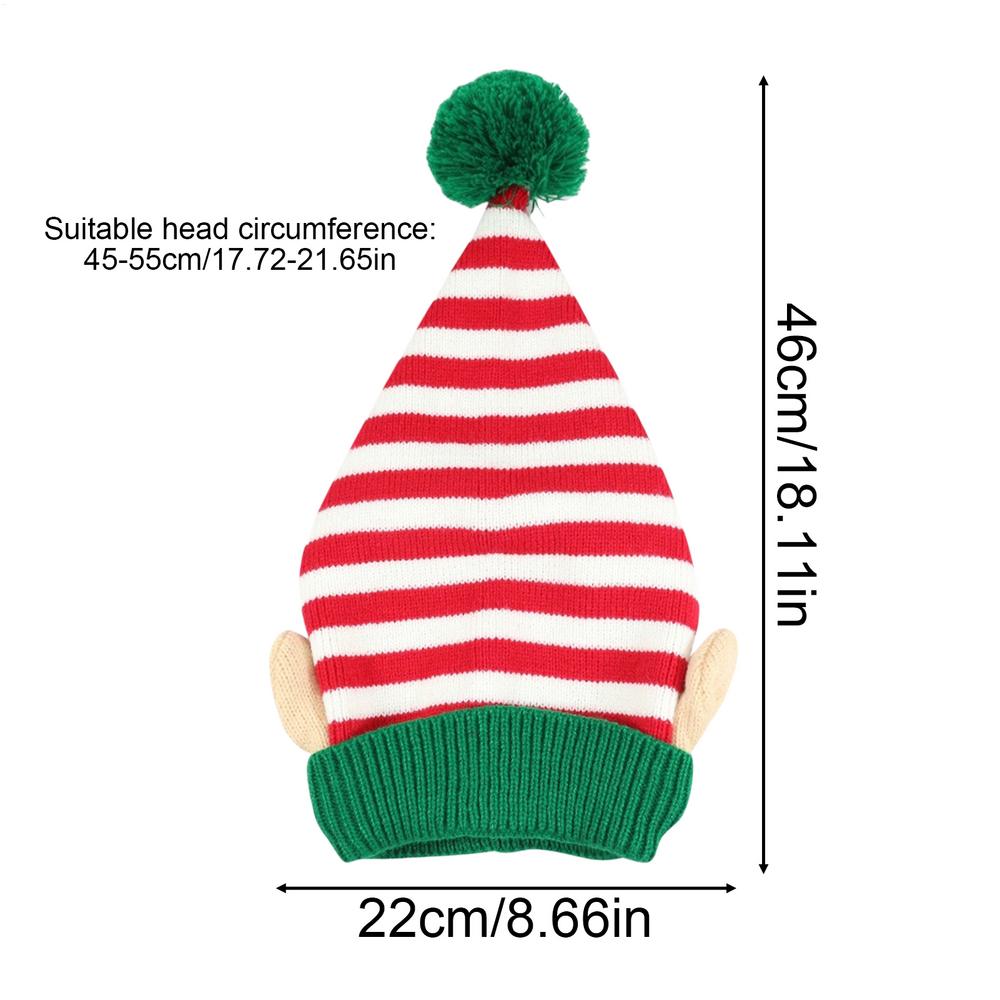 

Santa Hat Festive Striped With Ear Long Striped Felt Hat For Fun Outdoor Cosplay Party Holiday Family Gathering Festival Event