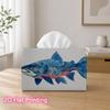 1pc 2d Flat-printed 17.78x10.92x12.95cm Tissue Box Colorful Blue Trout Fish Art Suitable for Home, Office, Vehicle and Party Settings CC608L0017, 2D F