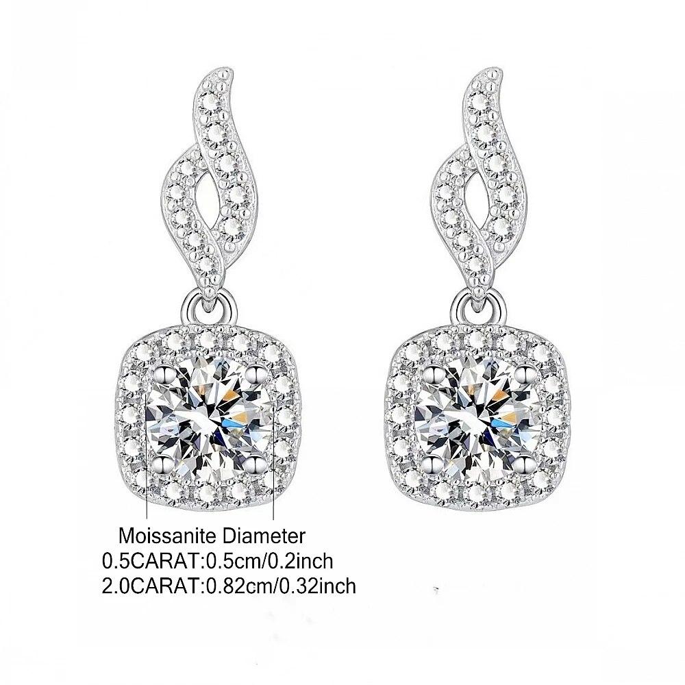 S925 Sterling Sølv 0.5/1 Karat Moissanitt Pose Øredobber Mote Casual Enkelt Design High-end Lett Luksus Nisje Gave Til Kjæreste