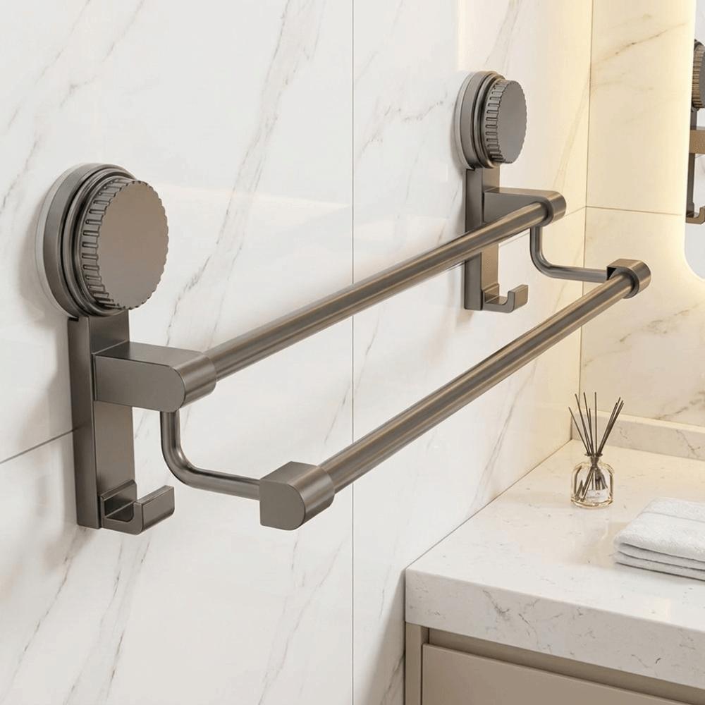 Wall-Mounted Towel Holder No-Drill Towel Bar Bathroom Accessories Towel Storage Rack Bathroom