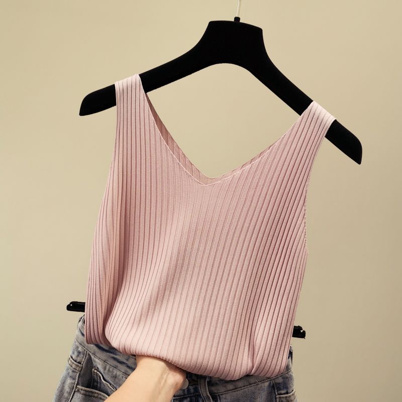 

Укороченный шелковый вязаный верхний слой, нижний слой, топ с широкими плечами Pink Free size recommendation 42.50 kg-55.00 kg