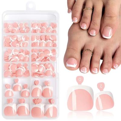 120Pcs Press On Short Tip Toenail Chic French Fake Toe Nails Luxury Tip Nails Set  Nails Art