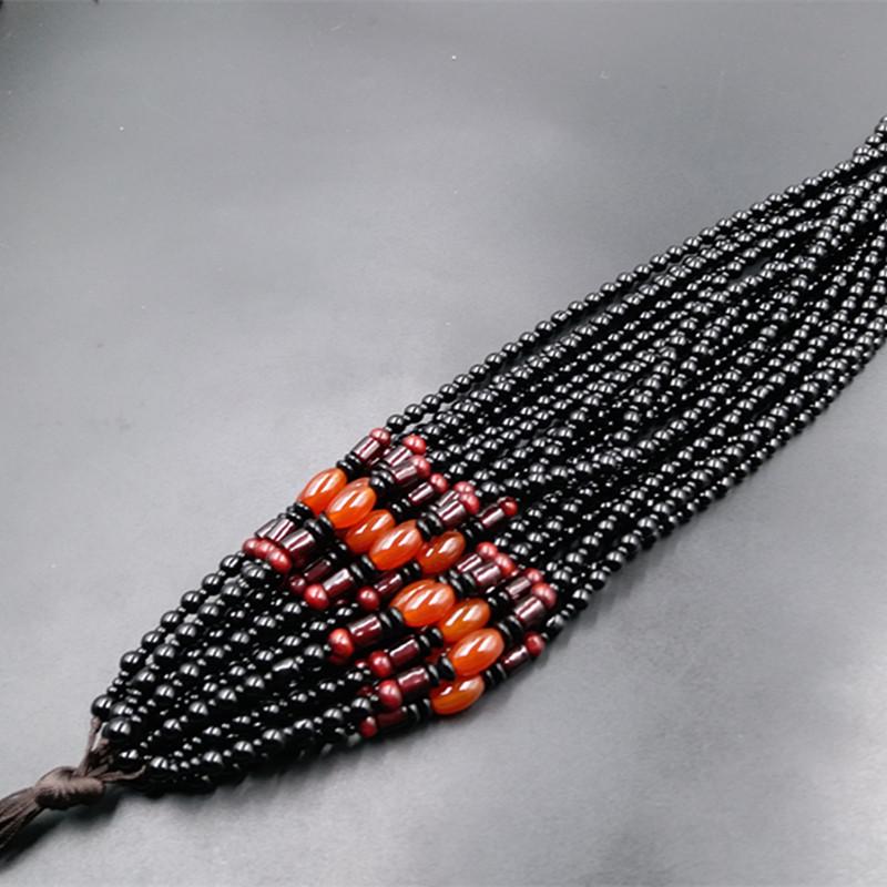 6mm Black Round Bead Imitation Obsidian Handmade Necklace Cord