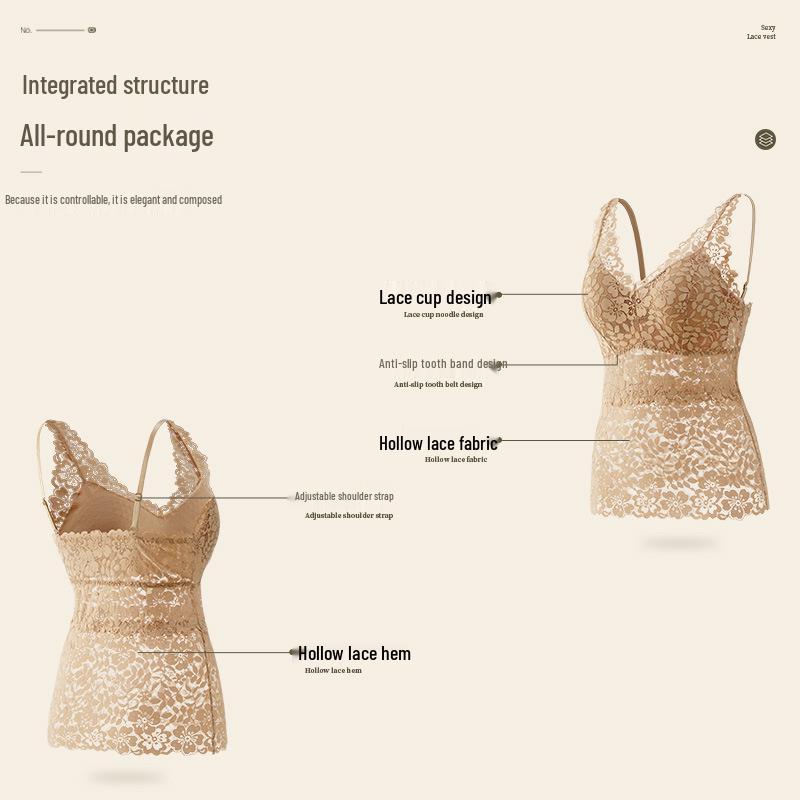 Sommer Svart Blonde Ryggløs Slim Fit Camisole: Kvinners Sexy BH uten spiler