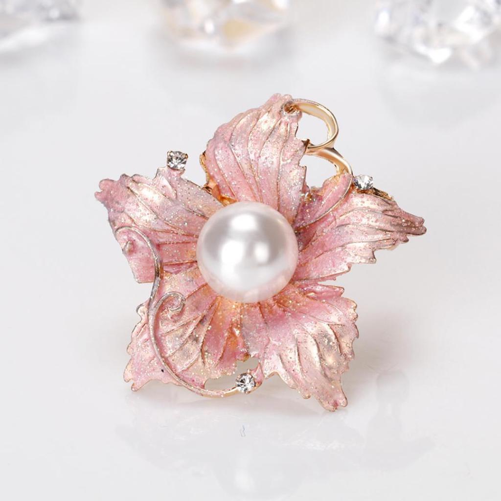 Mode kvinnors Rhinestone imitation Pearl Emalj Blomma Floriated Brosch Pin