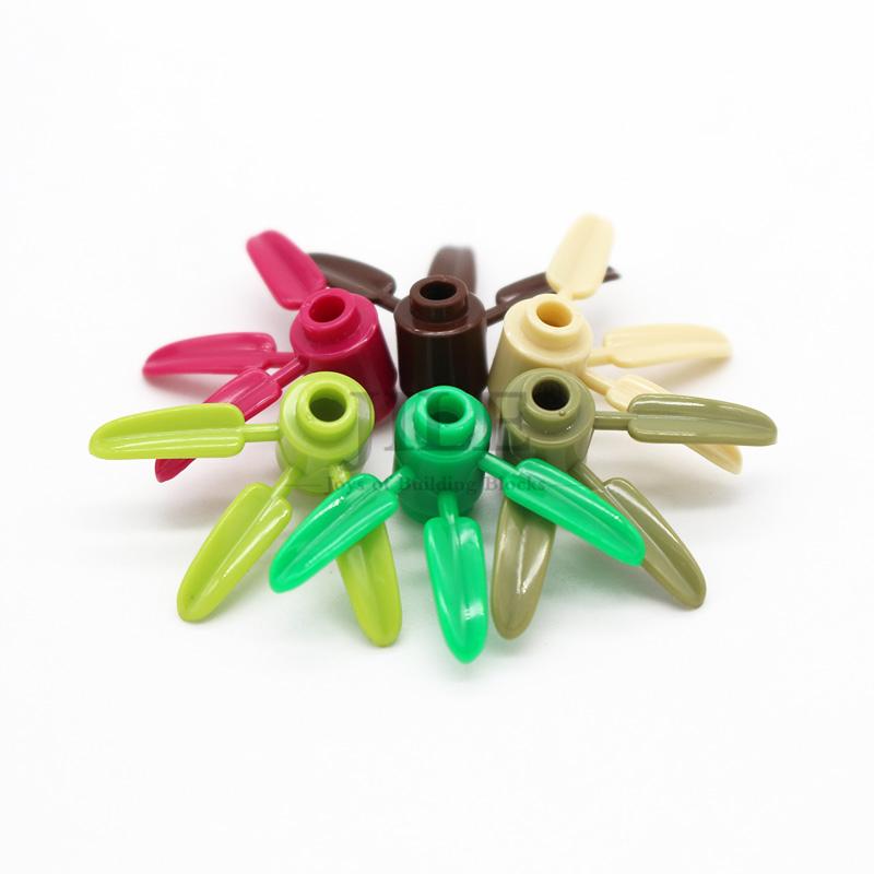 110pcs MOC DIY Building Blocks Plant Brick Round 1x1 with 3 Bamboo Leaves Tree Compatible 30176 Children Figures Plastic Toys