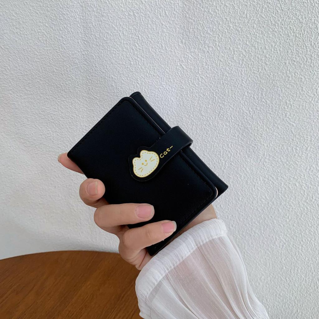 Multi-card student cute cat buckle short wallet, simple 30% off women's wallet wallet