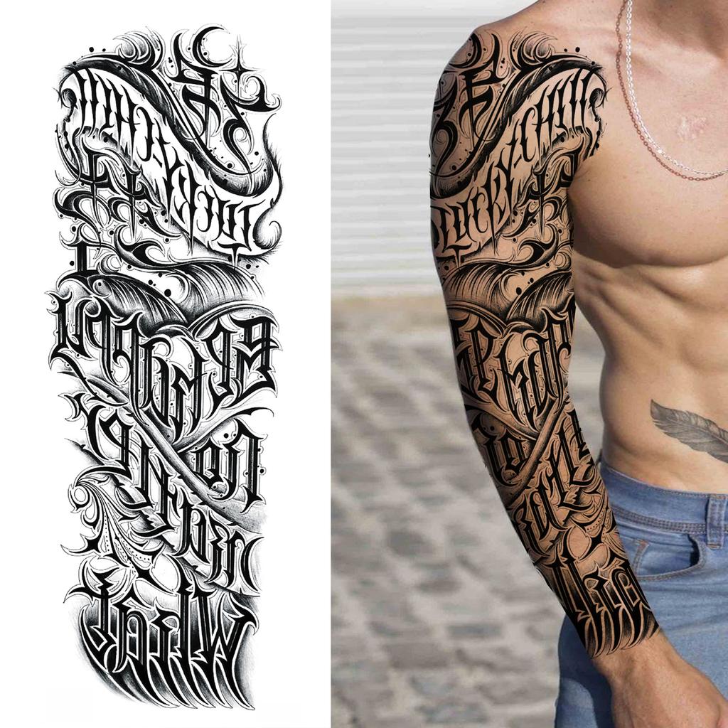 1 Blatt Stammestotem Vollarm Temporäre Tattoos Für Frauen Männer Fake Ärmel Maori Tattoo Aufkleber Körperkunst Zeichnung Oberschenkel Bein Groß