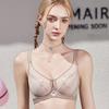 French Letter Embroidery Semi-transparent Mesh Heart Cup Bra Light and Thin Breast-revealing Small Memory Wire Support Bra