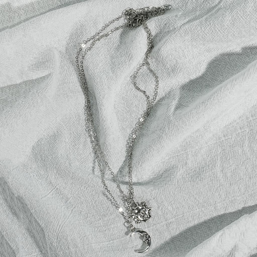 Y2K personalized creative Ramadan sun and moon necklace double-layer necklace set, amulet necklace, holiday gift