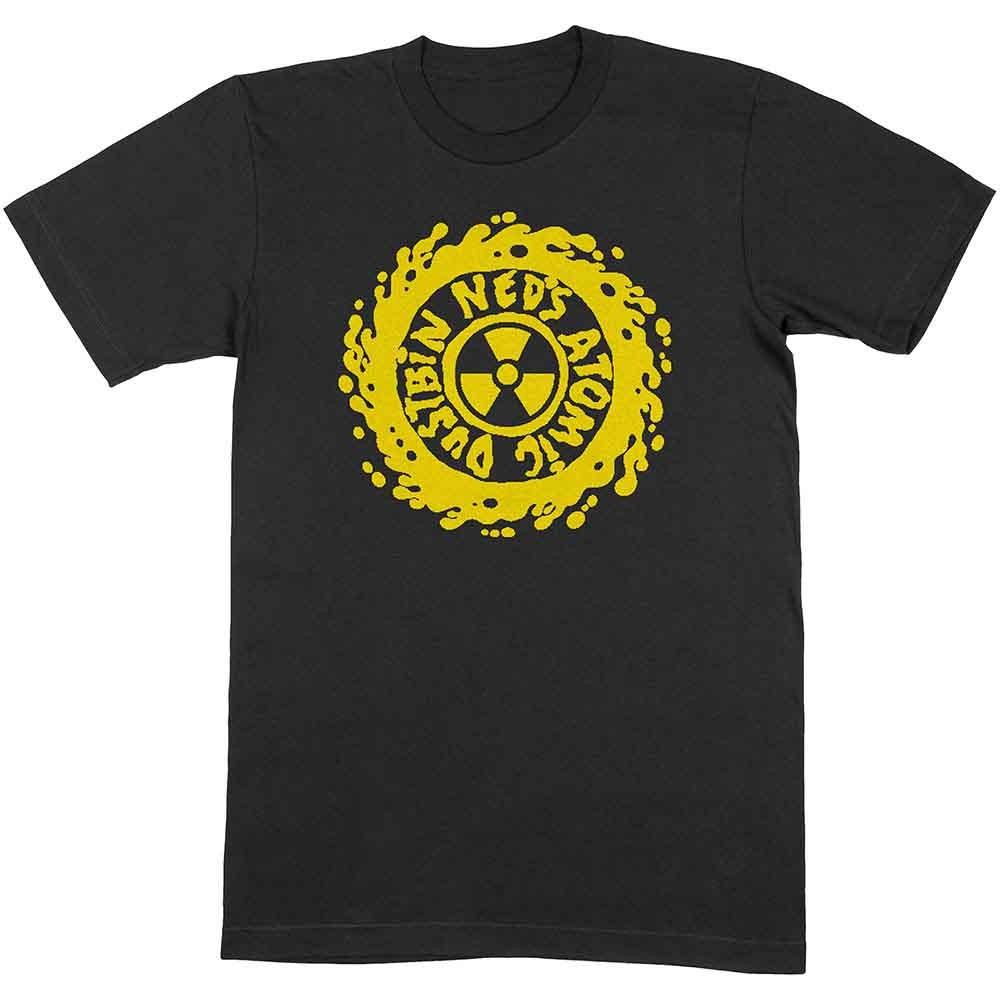 Neds Atomic Dustbin T-Shirt Gelb Klassisches Bandlogo neu Offiziell Herren Schwarz