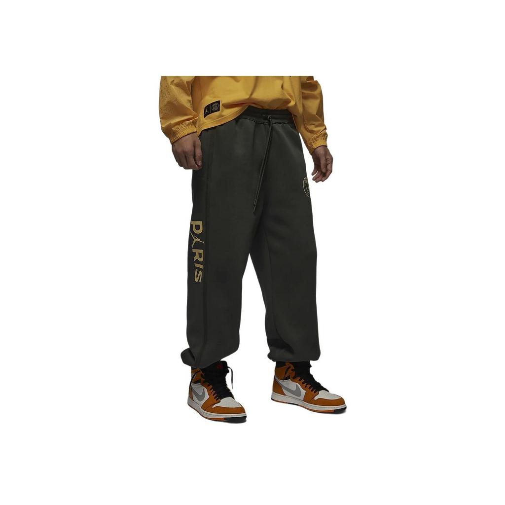 Jordan Повседневные джоггеры X PSG Paris Saint-Germain с алфавитом и шнурком на флисовой подкладке, мужские брюки цвета секвойи, зеленый DZ2950-355