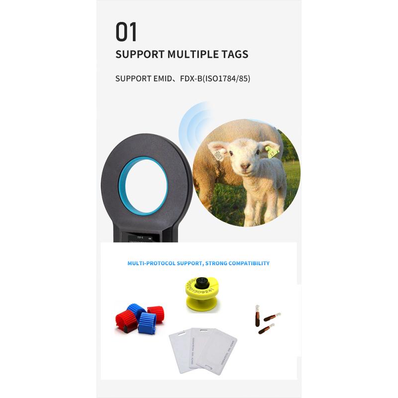 Scaner pentru animale de companie Ecran OLED reîncărcabil Scaner cu cip pentru animale ISO11784(85)/FDX-B/EMID 10/15 biți
