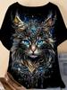 Summer Women 3D Printed Cat T-Shirt Cute Graphics Short Sleeves Tops Casual Fashion Tees O-Neck T-Shirts Oversize Woman Clothes