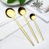 6pcs Gold Stainless Steel Dinnerware Cutlery Set Dinner Knife Cake Fruit Fork Coffee Spoon Mirror Polished Flatware Silverware Tableware Set