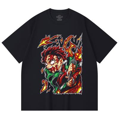 230 g/m² 100% Baumwolle Demon Slayer V101 Tanjiro Aufdruck Unisex Schweres Baumwoll-T-Shirt