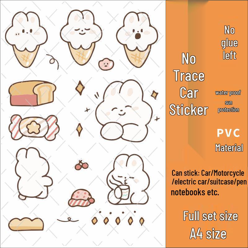

Мультяшные Милые Белые Наклейки для Чемодана, Ноутбука, Электромобиля, Шлема, iPad и Стакана для Воды