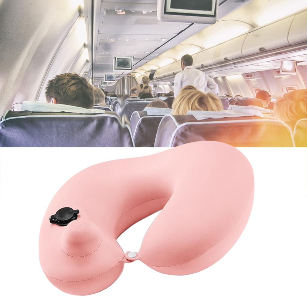Pernă de Gât în Formă de U Portabilă cu Presare Gonflabilă Mătase de Gheață Pernă de Călătorie pentru Avion Mașină Viteză Mare