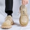 Modemarke Herren Schnür-Oxfordschuhe Dicke Sohle Business Hochzeitsschuhe Runde Zehenpartie Grüne Sohle Plateau Britische Outdoor Freizeitschuhe