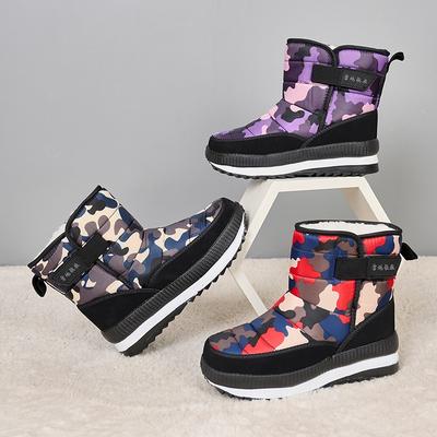 Winter New Camouflage Snow Boots Women's and Men's Large Size Thickened Warm Thick-soled High-top Cotton Shoes