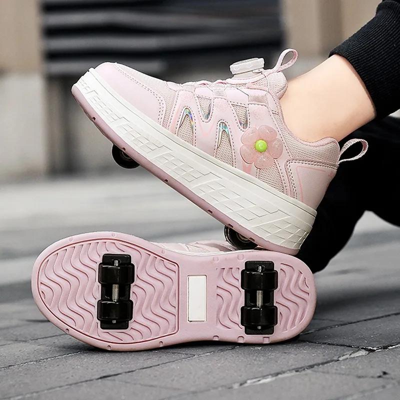 

2-in-1 Speed Roller Skates Shoes Sneakers Unisex Retractable Wheels Outdoor Fun Fitness Kick Racing Roller Shoes Holiday Gifts EUR30