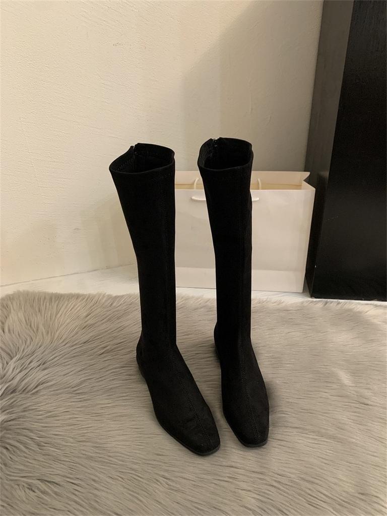 Thick heel pointed head suede thin long boots shoes new season Korean version long boots medium tube knight boots