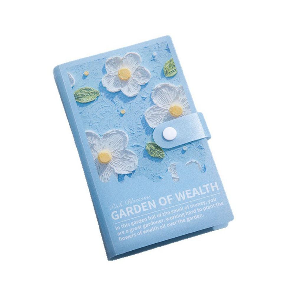 

Flower Printed Button Notebook for Money Daily Plan PVC Savings Book Cash Budget Ledger 50 Sheets