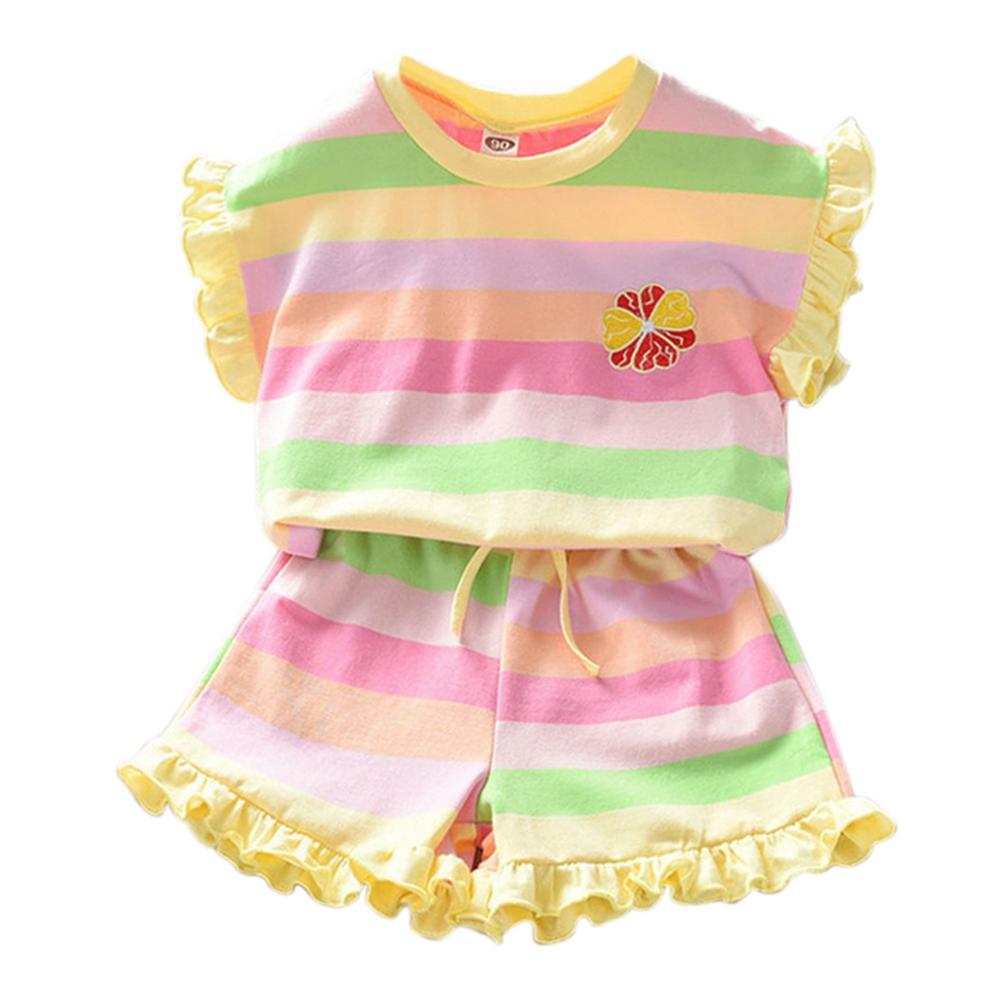 Kids Girls Rainbow-Print Tank Top and Shorts Set