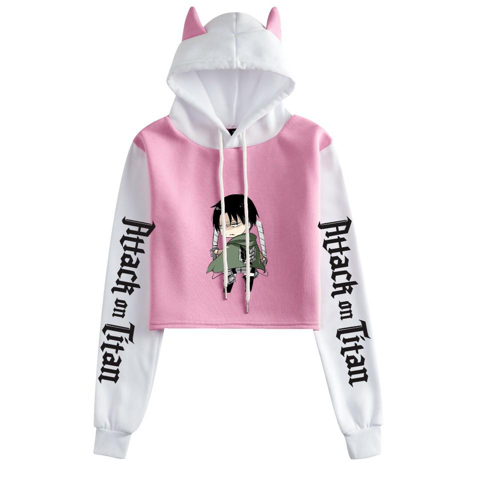 Attack on Titan Cat Ear Hooded Sweatshirt - European Size, Spring/Autumn, Color Block Design