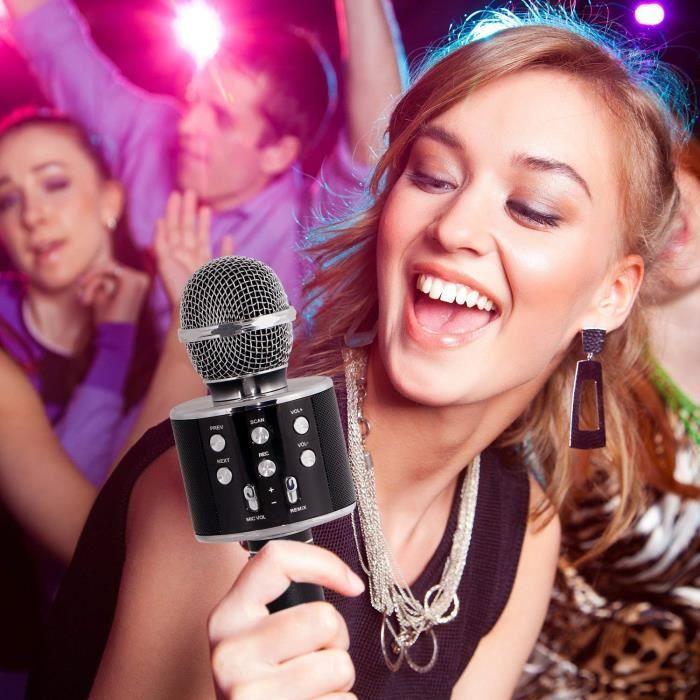 Microphone Karaoke Sans Fil Bluetooth Karaoké,Avec Haut-Parleur Pour Les Adultes d'Enfants Partie Ktv à La Maison(Black)