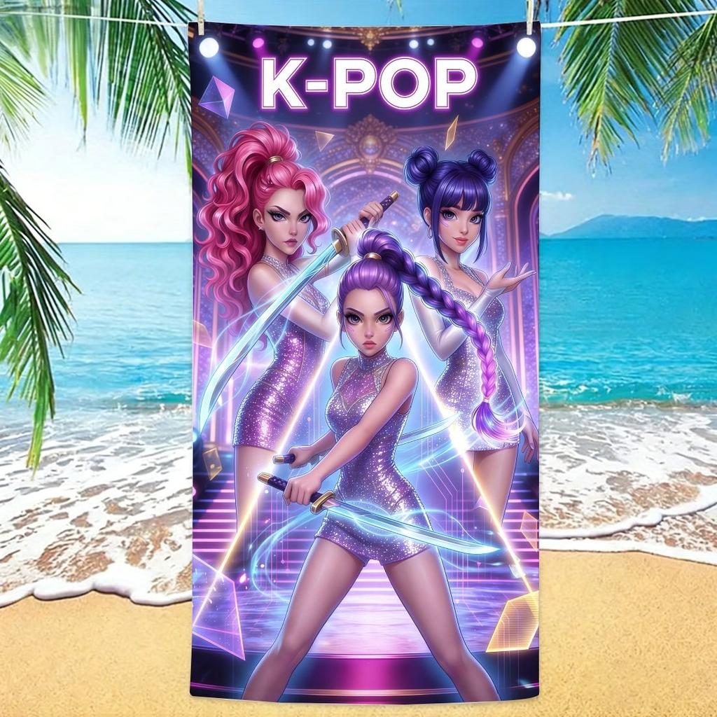 Asciugamano da Spiaggia Asciugatura Rapida Modello Stile Gruppo Femminile K-Pop Design Stampato Piatto Morbido Delicato sulla Pelle Unisex Adulto Multitaglia