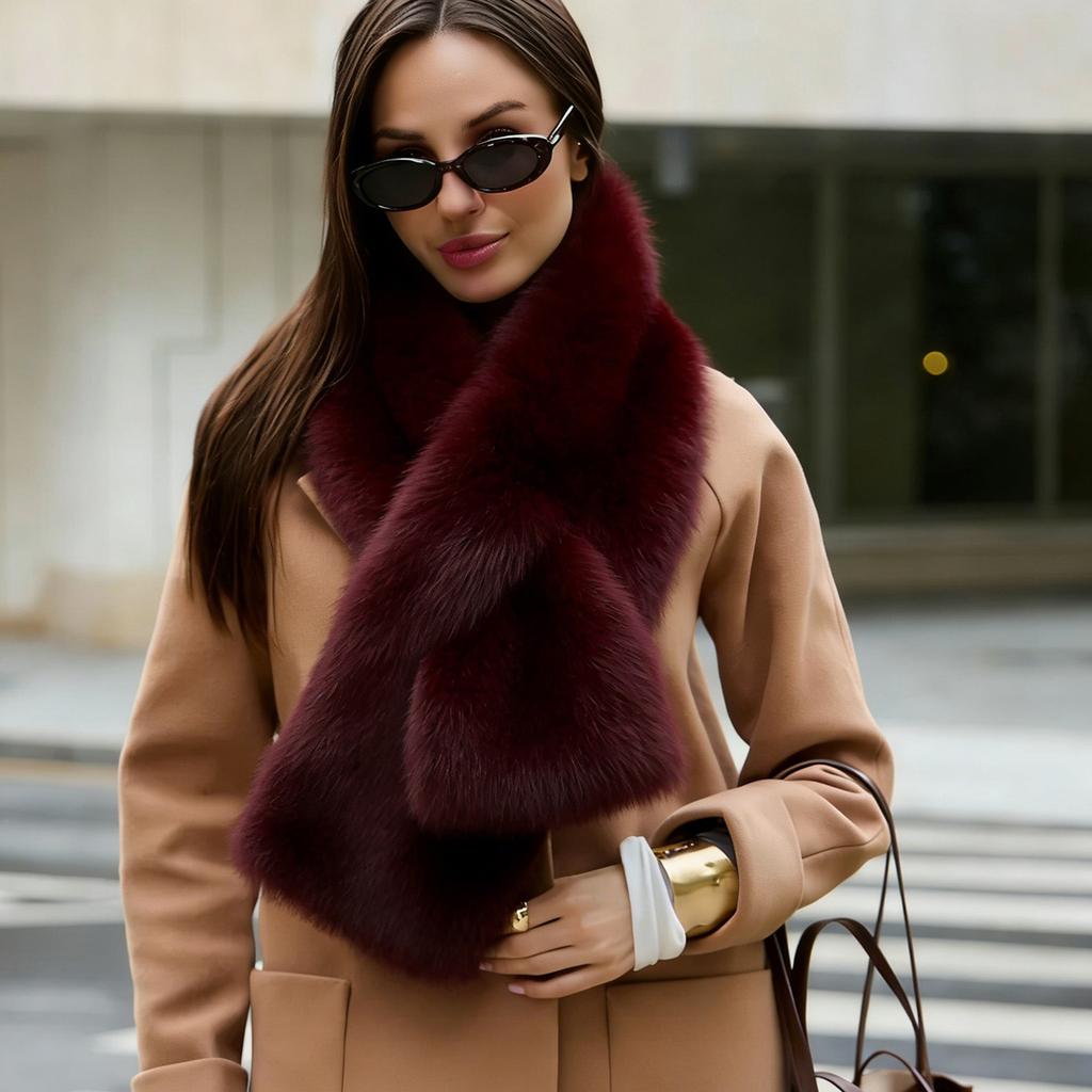 Women's Imitation Fox Fur Scarf Shawl Warm Autumn Winter Accessory Versatile Daily Wear