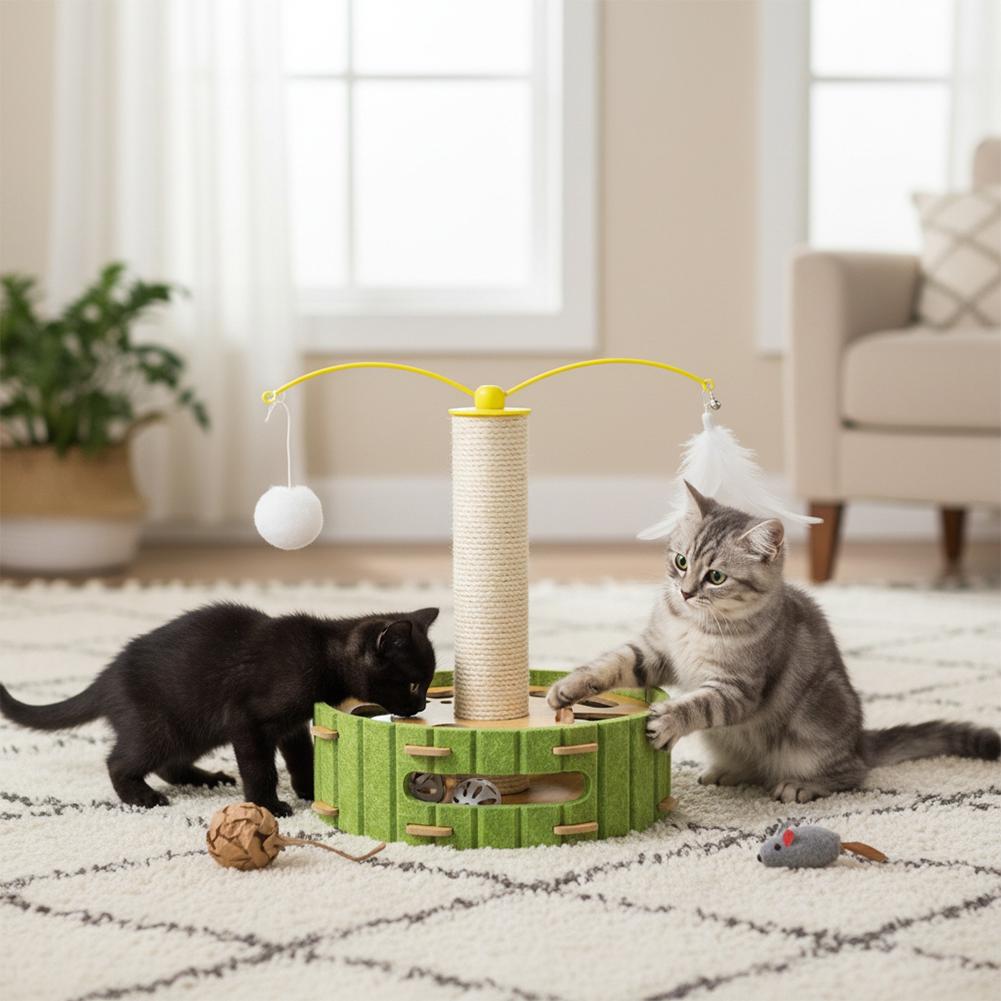 1pcs Cat Teaser Toy Self Play Boredom Relief Cat Interactive Puzzle Box Bell Balls Maze Game Pet Entertainment Activity Center