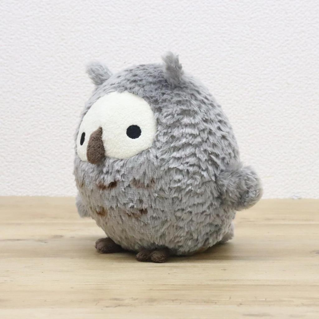 Shinada Round Owl (L) Plush Toy, Gray, Bright and Clear