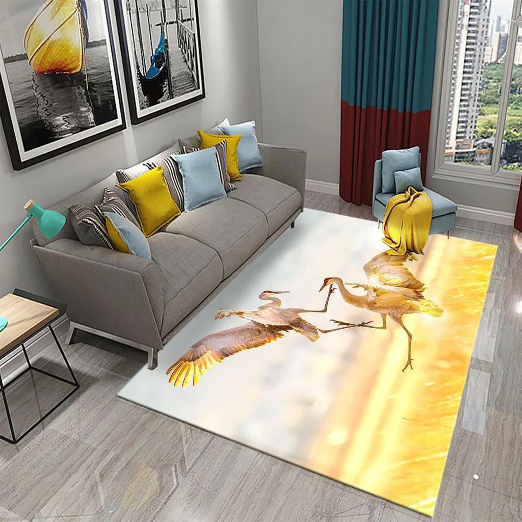 Lovely Red-Crowned Crane Carpet for Kitchen Bathroom Door Entrance Non-Skid Area Rug Living Dining Room Bedroom Decor Floor Rugs